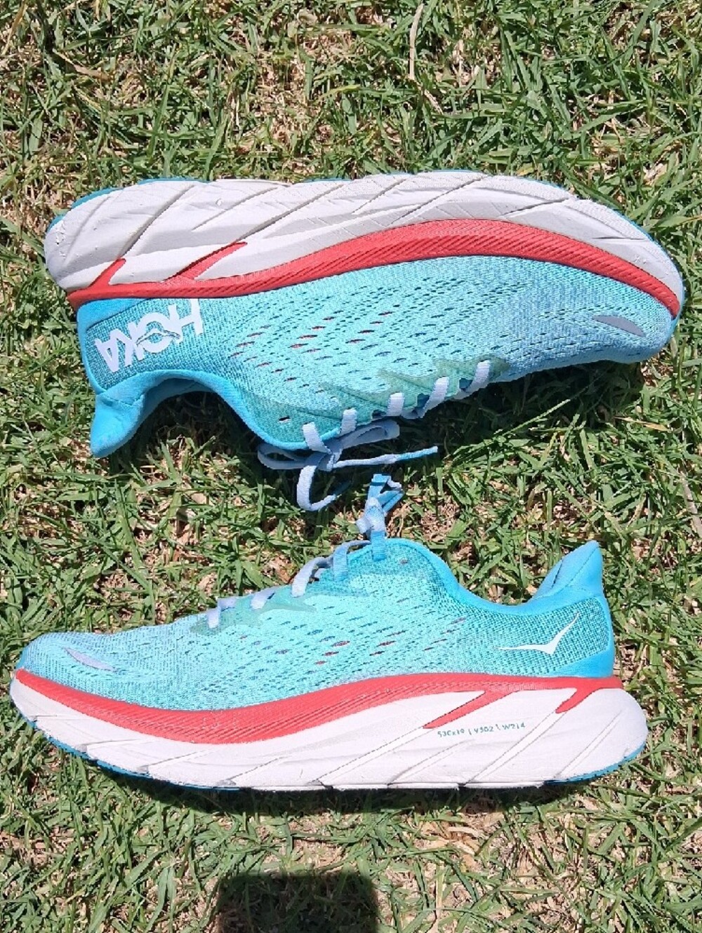 Hoka One One Women's Running Shoes - Aqua with Coral and White - Picture 2 of 13